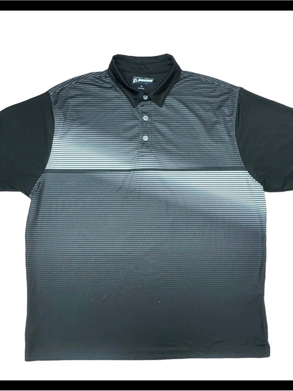 Boeing Performance Gradient Stripe Polo Shirt - Black/Gray L